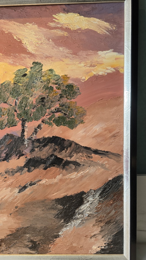 Pintura al óleo impresionista impasto original - Paisaje de árbol solitario (55x65 cm) – Pinturas y dibujos (photo 7 of 12)