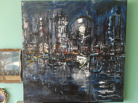 Painting of the Night Skyline of the City of Bremen in Germany in Beautiful Shades of Blue, Christian (photo 3 of 13)