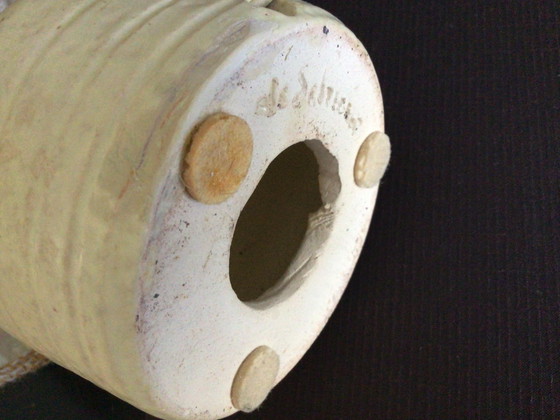 Image 1 of Lampe de table vintage Potterie de Schuur, milieu du siècle, avec abat-jour d'origine