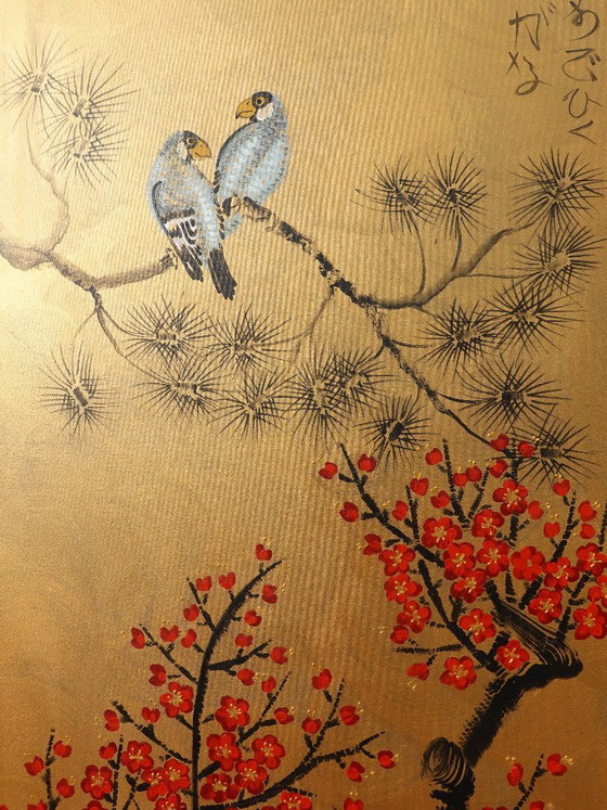 Love Birds J537 - Grande Peinture Originale – Peintures et dessins, Canvas (photo 4 of 14)
