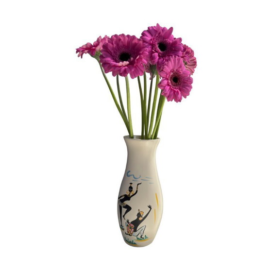 Image 1 of Vase français en céramique - peint à la main - style Vallauris - vers 1950 - 26 cm