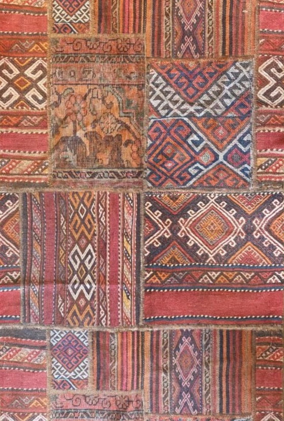Patchwork-Teppich mit anatolischen Motiven – Wolle auf Baumwolle – 290 × 200 cm – Teppiche & Läufer, Wool (photo 8 of 8)