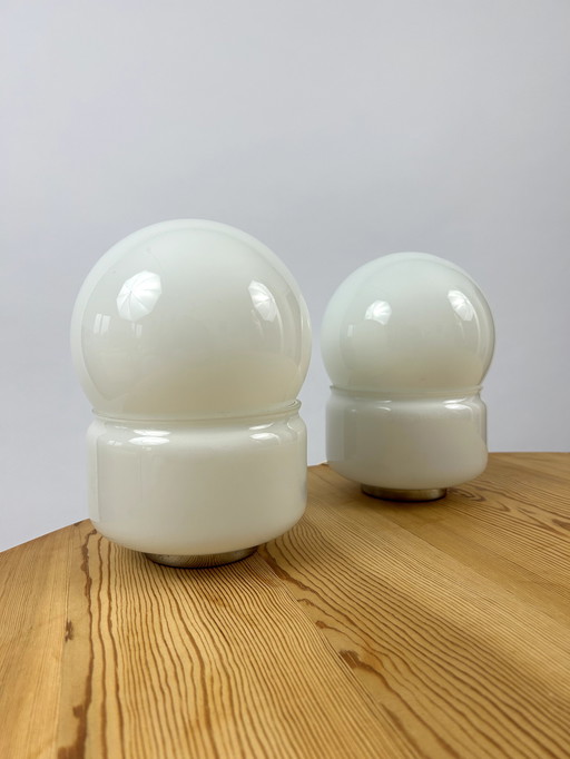 2X glazen lamp Circa 1970