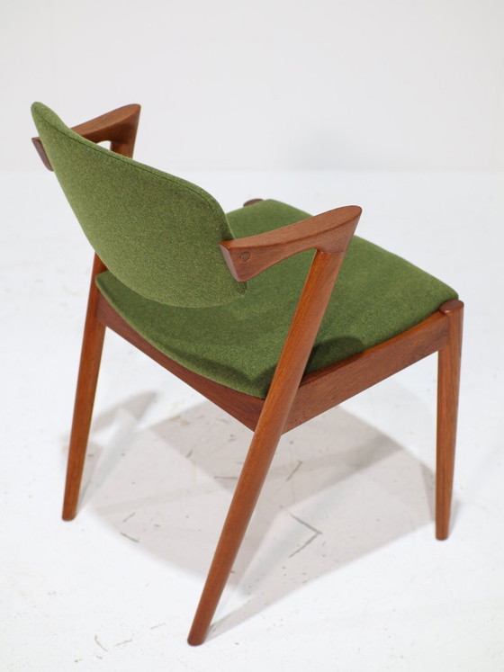 6 sedie da pranzo Kai Kristiansen modello 42, colore verde teak, anni '60. – Wood (photo 8 of 12)