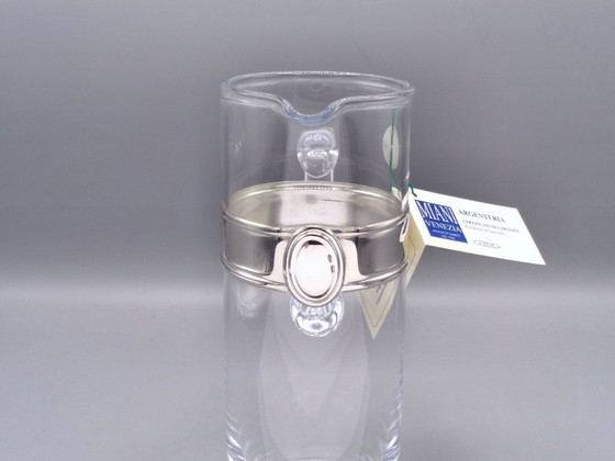 Image 1 of Karaf van geblazen glas met een band van 925 zilver.
