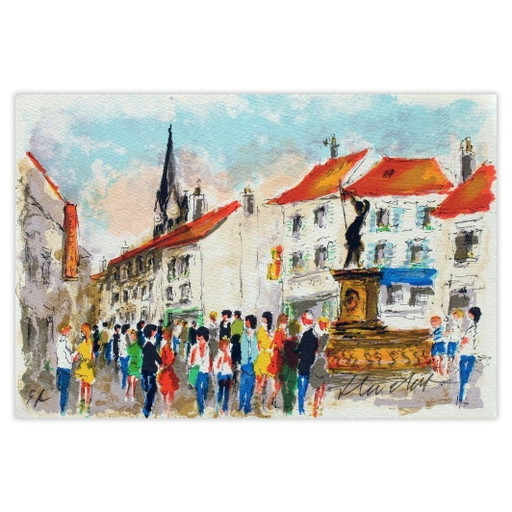 Urbain HUCHET Saint Leu la Forêt Gesigneerde litho 1995