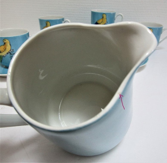 Image 1 of Limoges porcelain parakeet-decorated coffee service