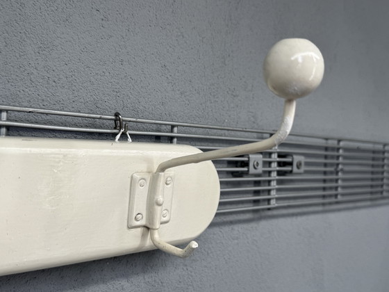 Image 1 of Mid-century white coat rack with spherical hooks