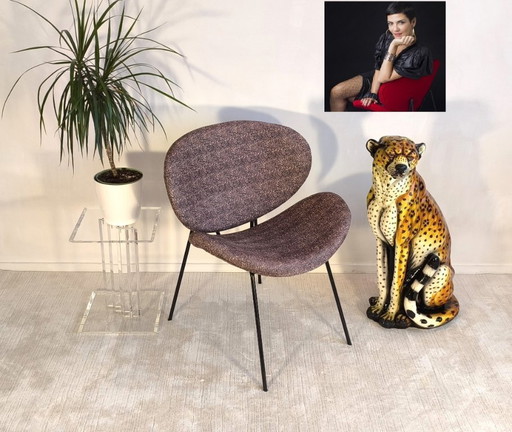 ✨🔸 Silla de diseño Cristina Cordula – Terciopelo leopardo – Edición Tati – Pieza de coleccionista única de los años 2000 🔸✨