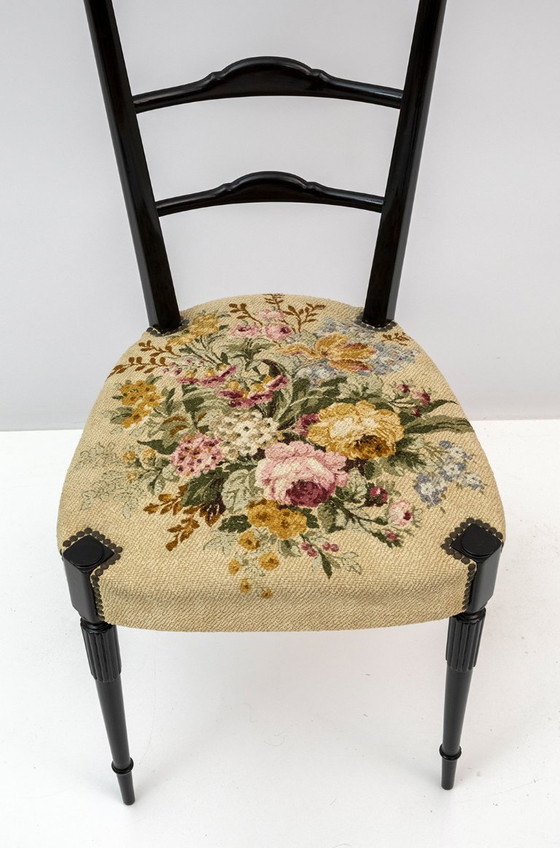 Image 1 of Paar Chiavari Gio Ponti Stil Mid-Century Modern Italienische Hochlehner Stühle 50er Jahre