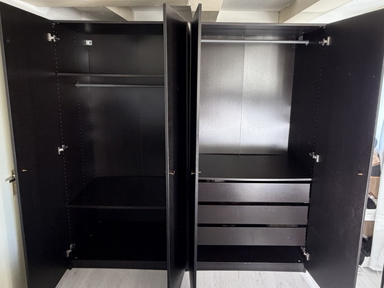 Image 1 of 2x Ikea Pax closets in darkbrown/black