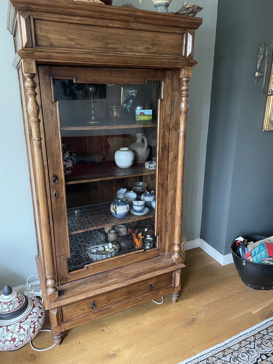 Image 1 of Halfhoge (vitrine)kast vintage indonésien