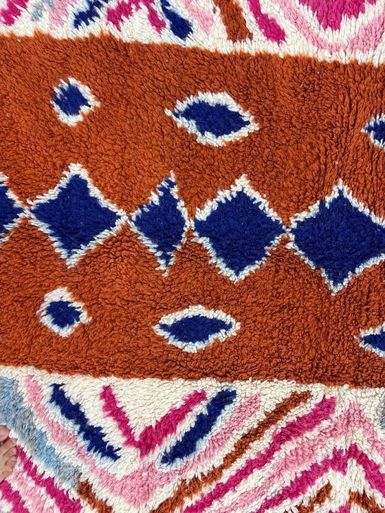 Image 1 of Kleurrijk Marokkaans Mrirt Wollen Vloerkleed 230x260 cm - Handgeweven Berber Tapijt, Levendig Geometrisch Boho Decor