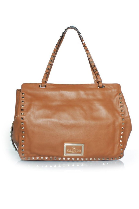 Image 1 of Valentino Garavani, Rockstud Tote in Camel