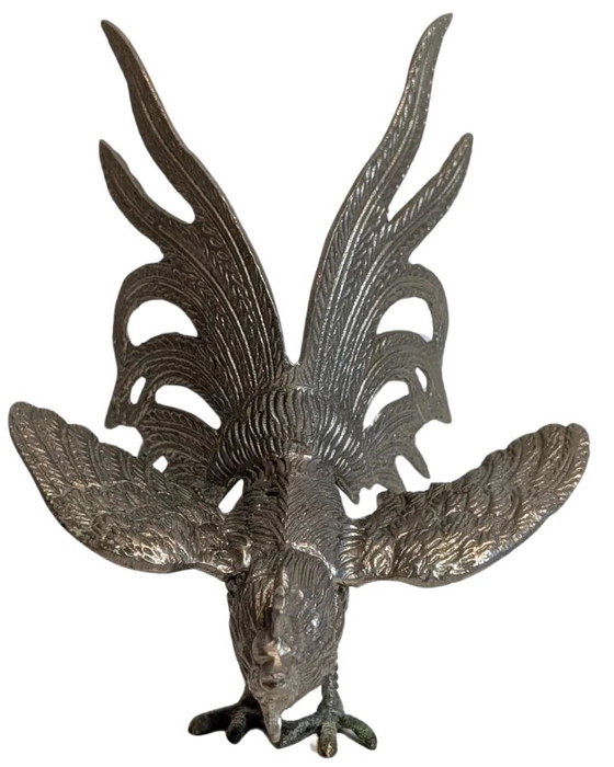 Set Thaise Metalen Hanen – Decoratieve Beeldhouwkunst (20e Eeuw) (photo 5 of 9)