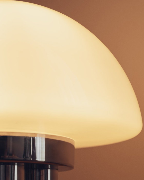 Vintage 70s Italian Design Table Lamp Opaline Glass Chrome – HAUS (photo 6 of 7)