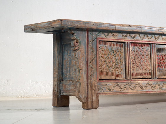 Antique carved and polychrome low sideboard in fir wood – China, circa 1930 – Iron (photo 15 of 40)