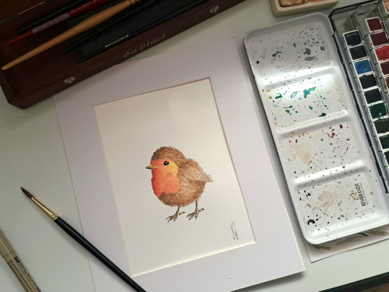 Original Watercolor Painting Robin | Includes Frame – Paintings & Drawings, Paper (photo 3 of 5)