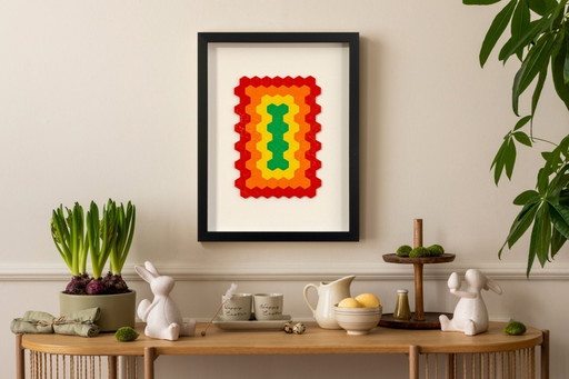 3D Printed Rainbow Honeycomb Wall Art, Framed Geometric Decor