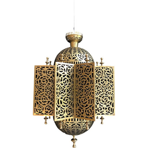 Lampe suspendue orientale vintage en laiton