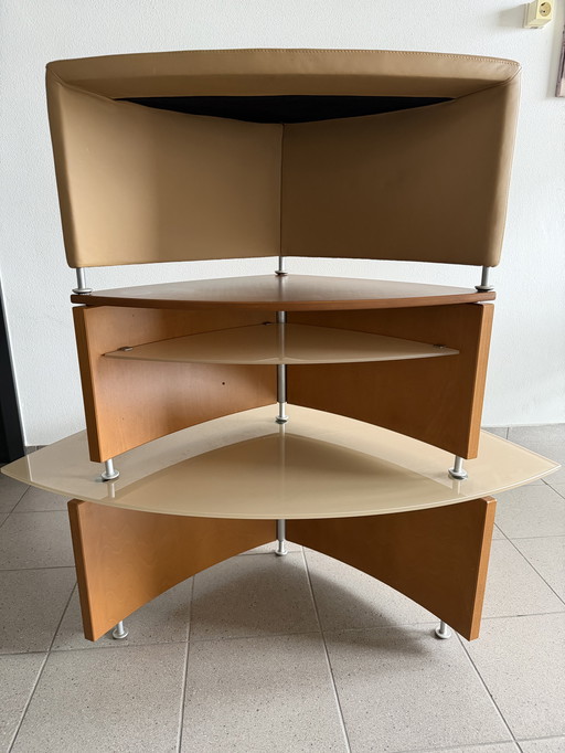 Leolux Joey set van salontafel, bijzettafel y leren poef. 