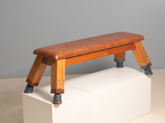 Image 1 of European Vintage Leather Gym Bench or Table, 1950s