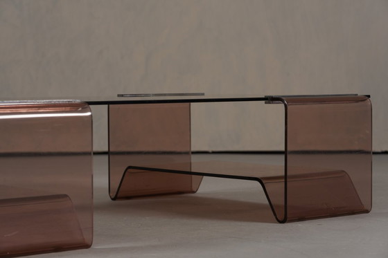 Image 1 of Table basse vintage Michel Dumas en plexiglas et verre pour Roche Bobois, années 1970
