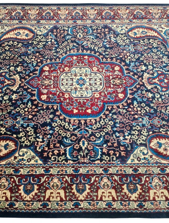Image 1 of Tappeto orientale Kashmir in lana annodato a mano, medaglione blu, nuovo, 182x281 cm