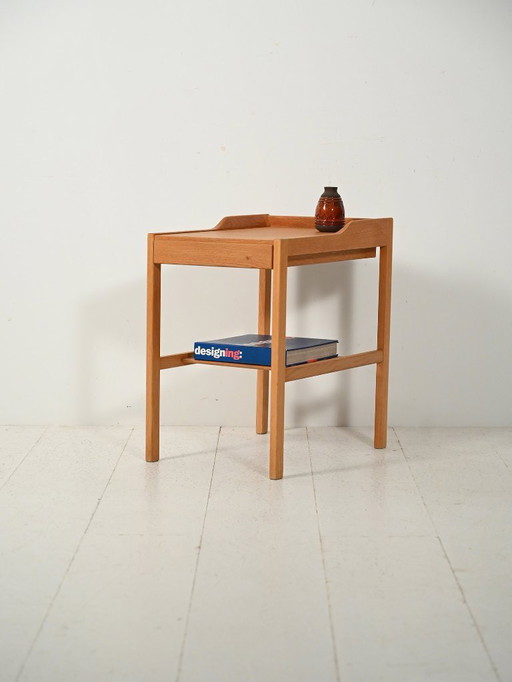 1960s Scandinavian vintage oak bedside table