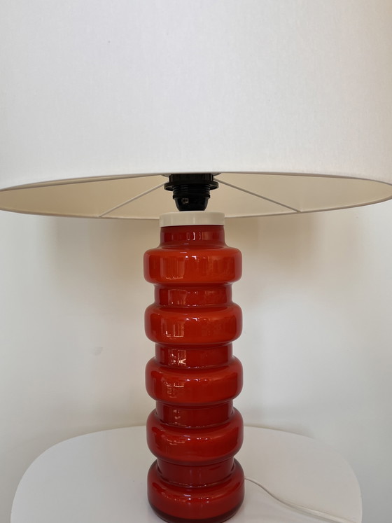 Image 1 of red table lamp by PO Ström for Alsterfors (Sweden)