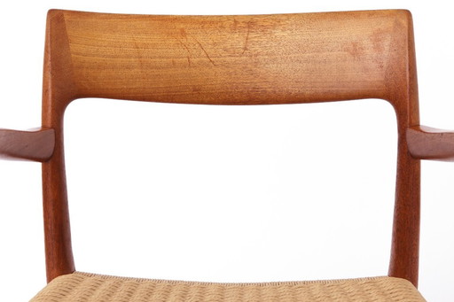 1 de 2 Fauteuil Niels Moller, modèle 57, années 1950 Vintage, assise en corde de papier, chaise de salle à manger, Danemark