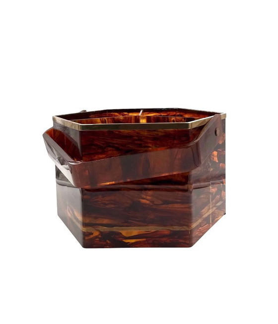 Hollywood regency important lucite and brass table bar tray, Italy 1970, Table accessories, Plastic, Metal (photo 5 of 9)