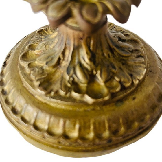 Image 1 of Antieke Art nouveau kralenlamp gepolijst glas oranje paars 1920's