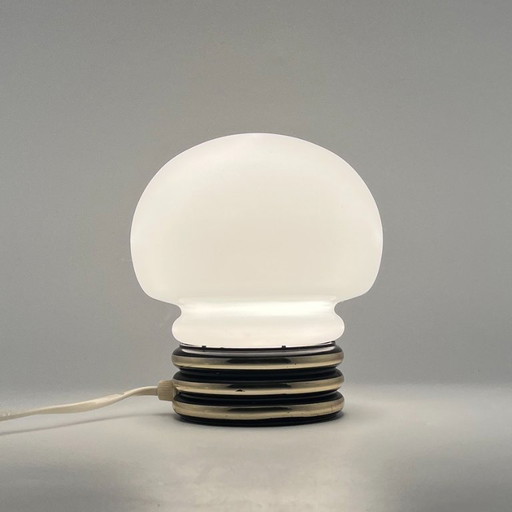 Vintage Mushroom Table Lamp – Opaline Glass – 1970s Space Age Style