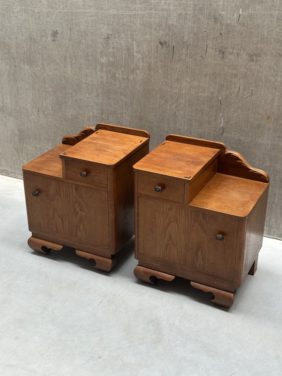 Image 1 of Juego de 2 mesitas de noche Art Déco / Art Nouveau