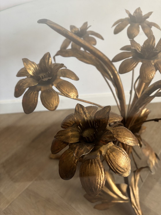 Image 1 of VINTAGE MESSING VERGULDE BIJZETTAFEL / SALONTAFEL HANS KÖGL