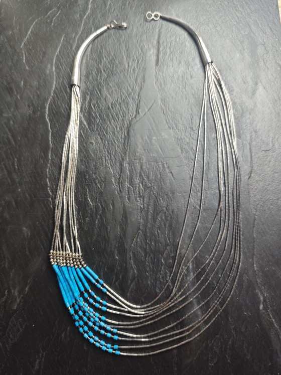 Inheemse Amerikaanse Ketting – Navajo, Decoratieve objecten, Steen, Zilver (photo 2 of 12)