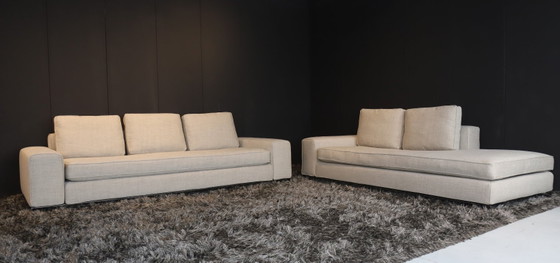 Image 1 of Minotti Williams 3-zitsbank met lounge – nieuw gestoffeerd
