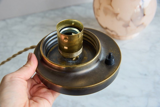 Image 1 of Antieke roze marmeren art deco lamp