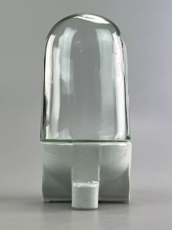 Image 1 of 50s 60s lamp wandlamp kelderlamp keramiek glas Bauhaus design