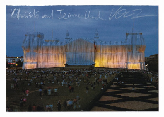 Christo – Wrapped Reichstag – signed (3x) artcard with fabric XXL – Lithographs & prints (photo 5 of 5)