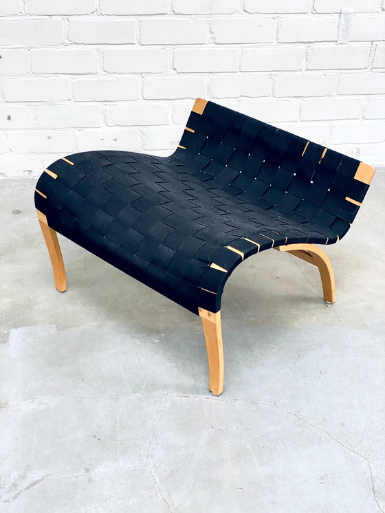 Image 1 of Bruno Mathsson | Set Of Vintage Lounge Chair With Ottoman | Pernilla Series | Black Canvas