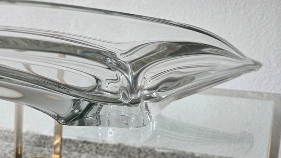 Image 1 of Zeer grote Mid-Century glazen schaal (66cm) – Art Vannes (gemerkt)
