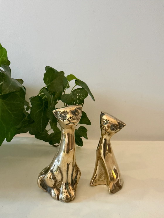 Set di 2 gatti in ottone – Sculture, Brass, Vintage (photo 3 of 6)