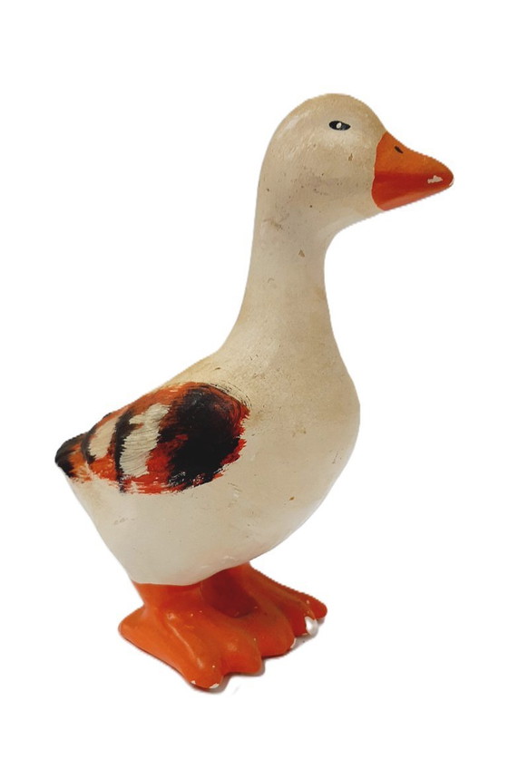 Image 1 of Statuina di oca o anatra in ceramica dipinta a mano