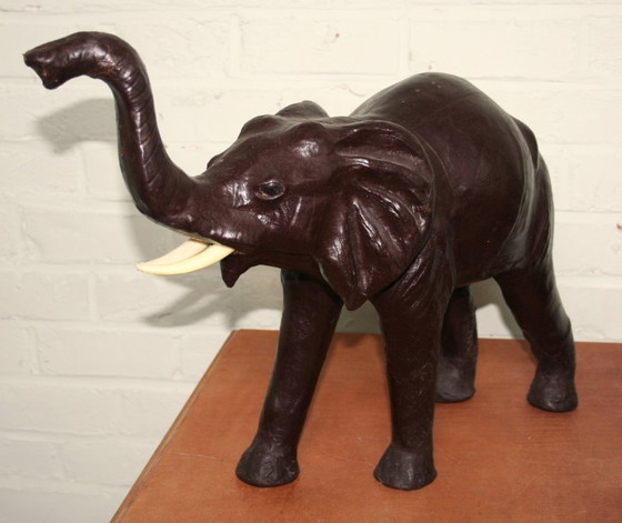 Image 1 of Large Vintage Leather Elephant