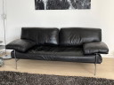 Divano B&B Italia Diesis, Pelle Nera, 2,5 Posti.