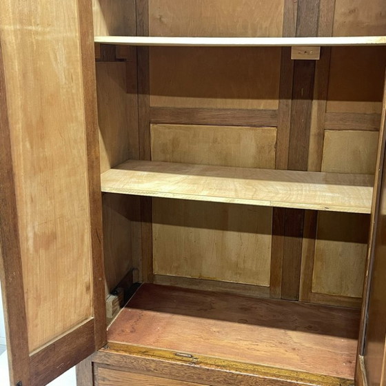 Image 1 of Antique mirror cabinet storage cabinet 1920s linen cupboard oak