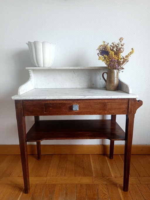 Country house dressing table in wood and marble