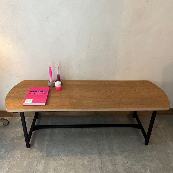 Image 1 of Wooden Coffee Table, Metal Base